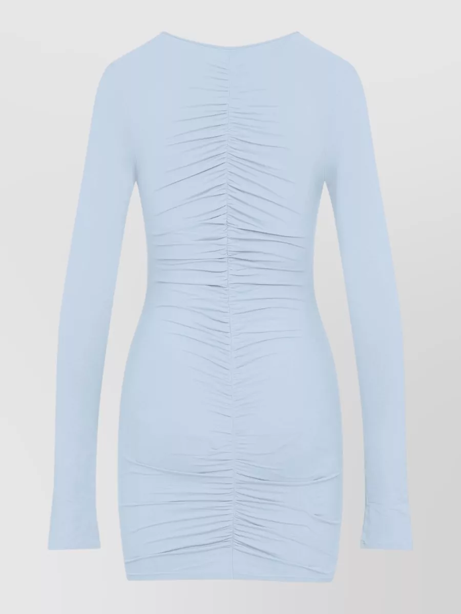 La Reveche Crinkle Asymmetric Long-Sleeve Mini Dress