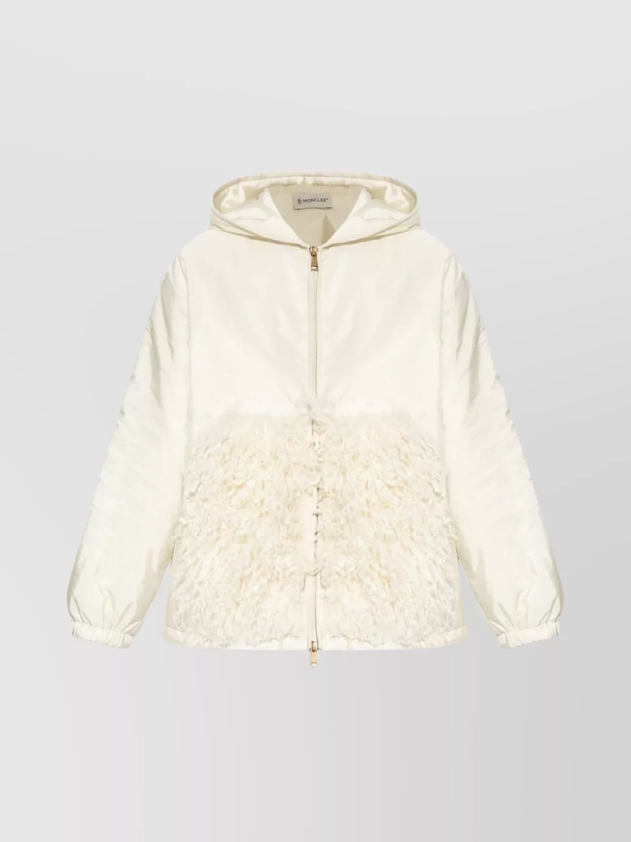 Moncler Textured Hooded Blazer Long Sleeves In White
