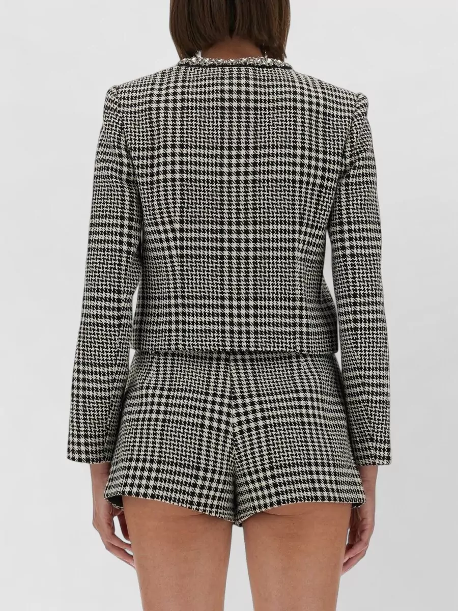 Self-Portrait Crystal-Embellished Houndstooth Blazer