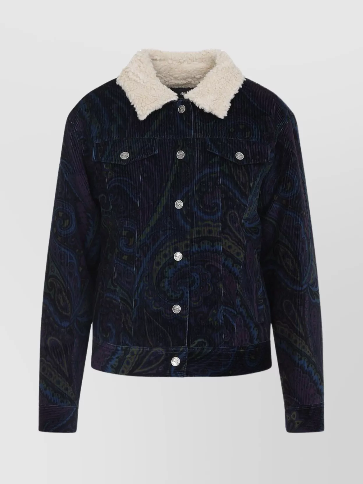 Etro Printed Cotton Jacket Shearling Collar