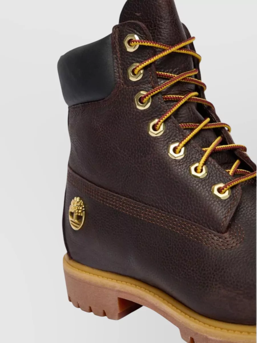Timberland Logo Ankle Boots Round Toe Rubber Sole