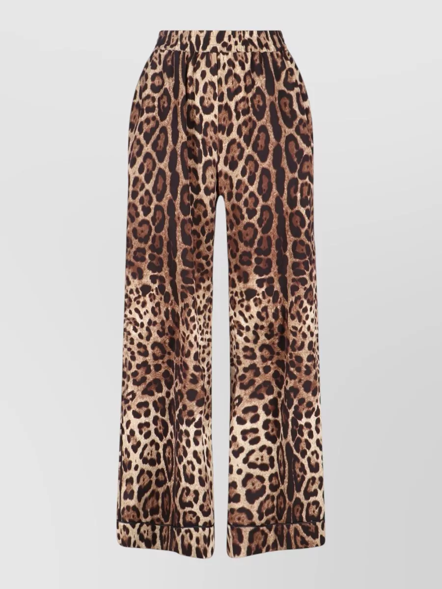 Dolce & Gabbana Animal Print Wide Leg Relaxed Trousers In Animal Print