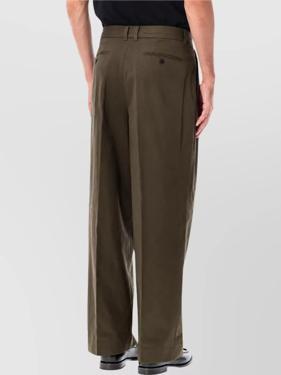 Dunst Cotton Double Pleated Wide-Leg Trousers