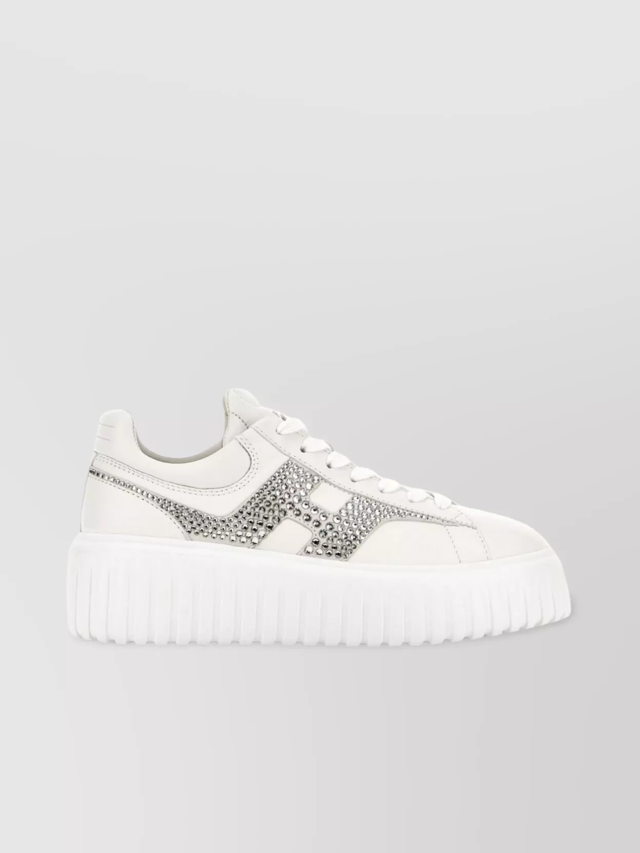Hogan H-Stripes Leather Sneakers With Embellished Flatform Sole