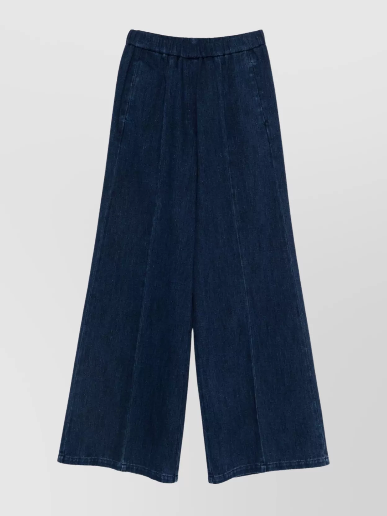 Forte Forte Wide Leg Trousers With Elastic Waist And Pleats In Blue
