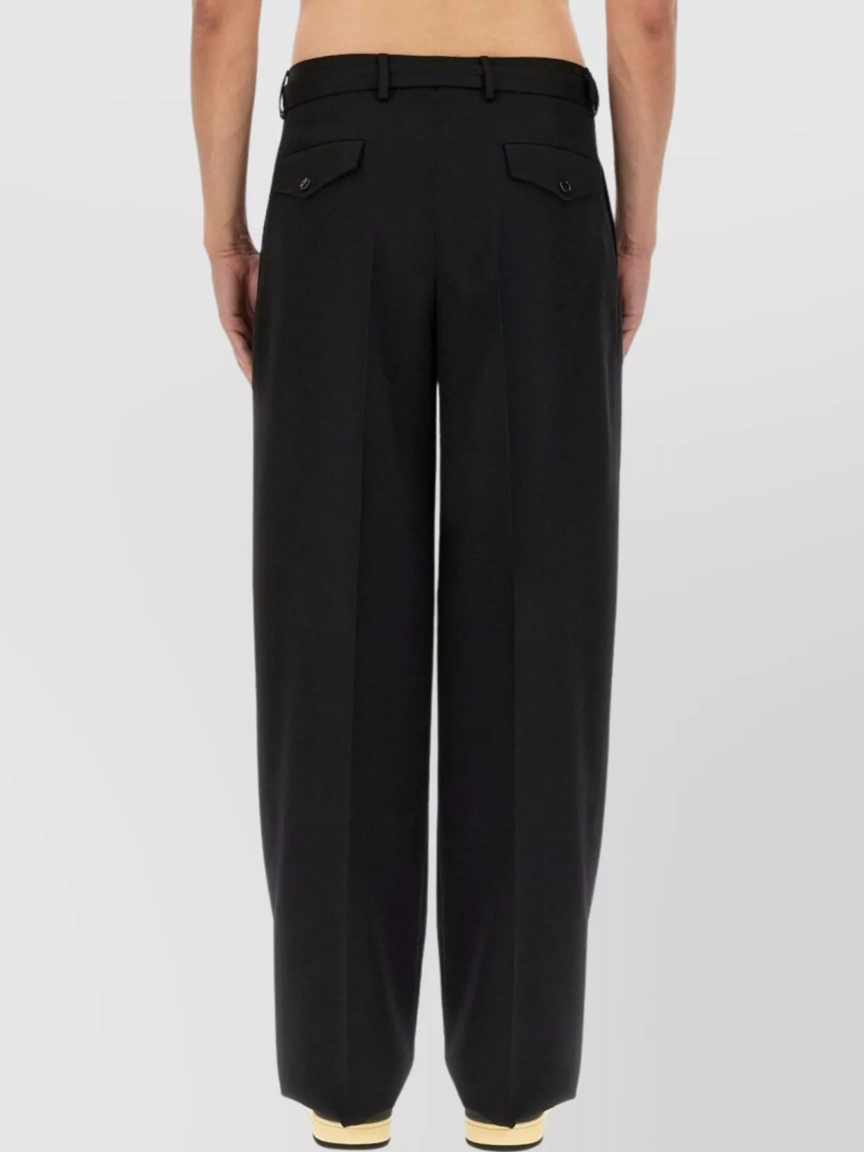 Lanvin Wide Leg Trousers Button Detail