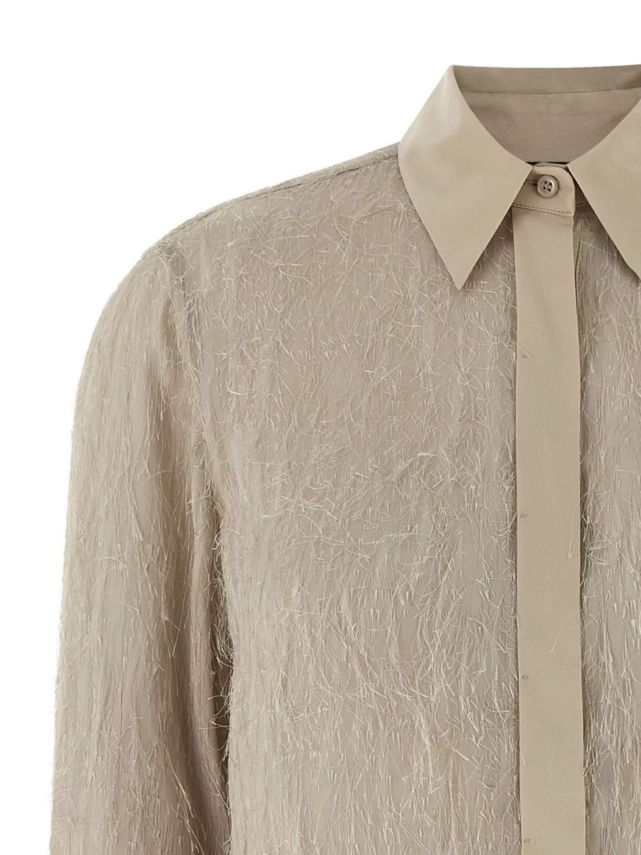 Peserico Textured Fabric Shirt Featuring Pointed Collar In Neutral
