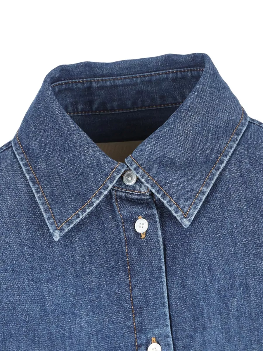 Valentino Garavani Denim Shirt Long Sleeves Loose Fit Collar