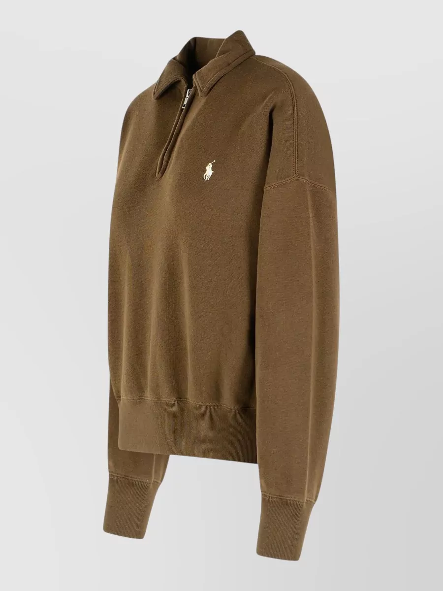 Polo Ralph Lauren Cotton Misot Knit Sweatshirt Ribbed Cuffs Hem