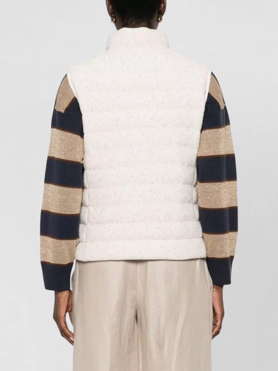 Brunello Cucinelli Down Vest High Collar Quilted Textured