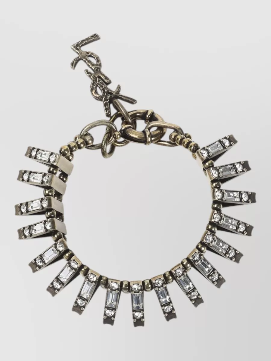 Saint Laurent Pyramid Crystal Chain Link Bracelet Design
