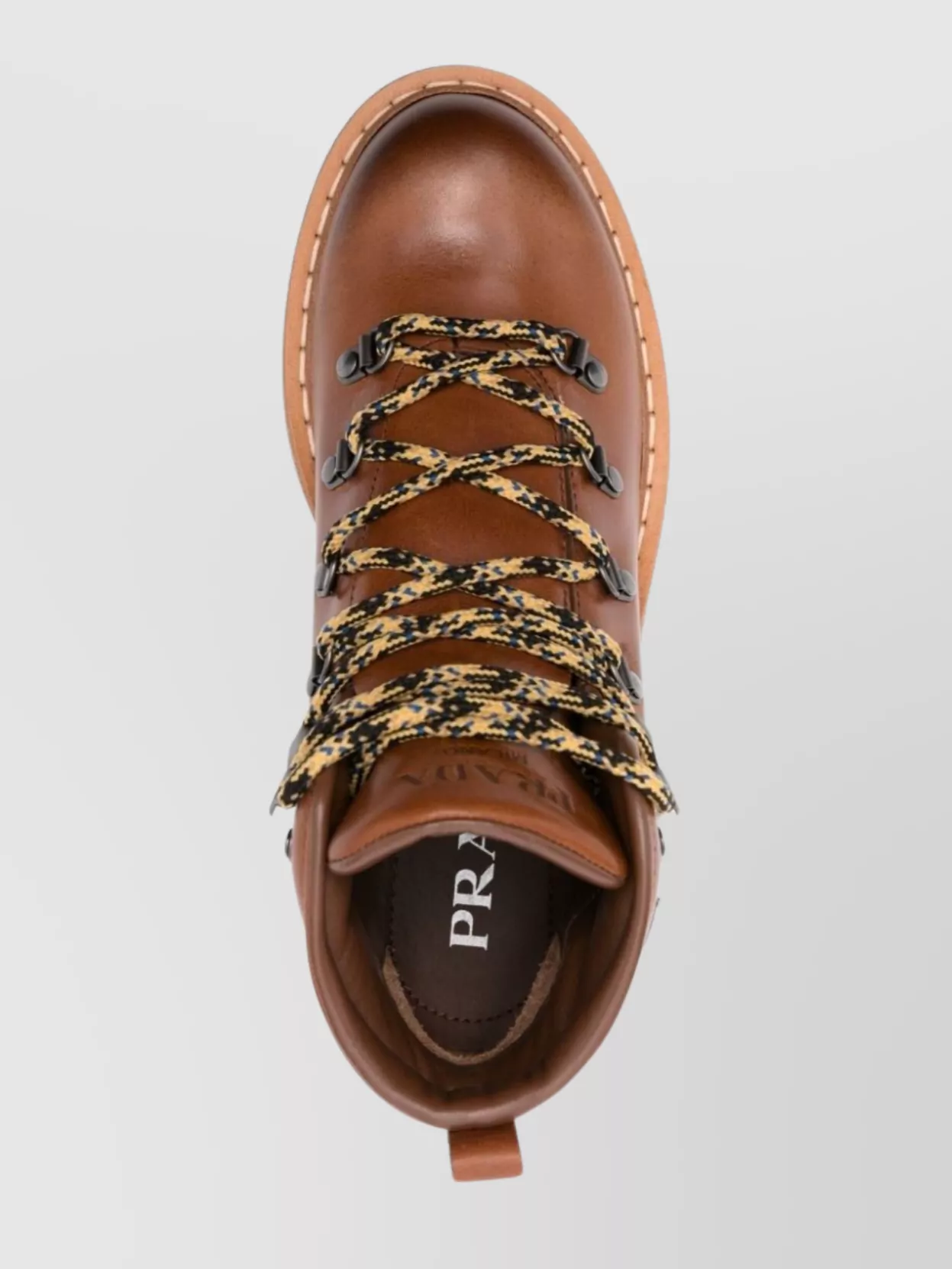 Prada Lace-Up Leather Ankle Boots