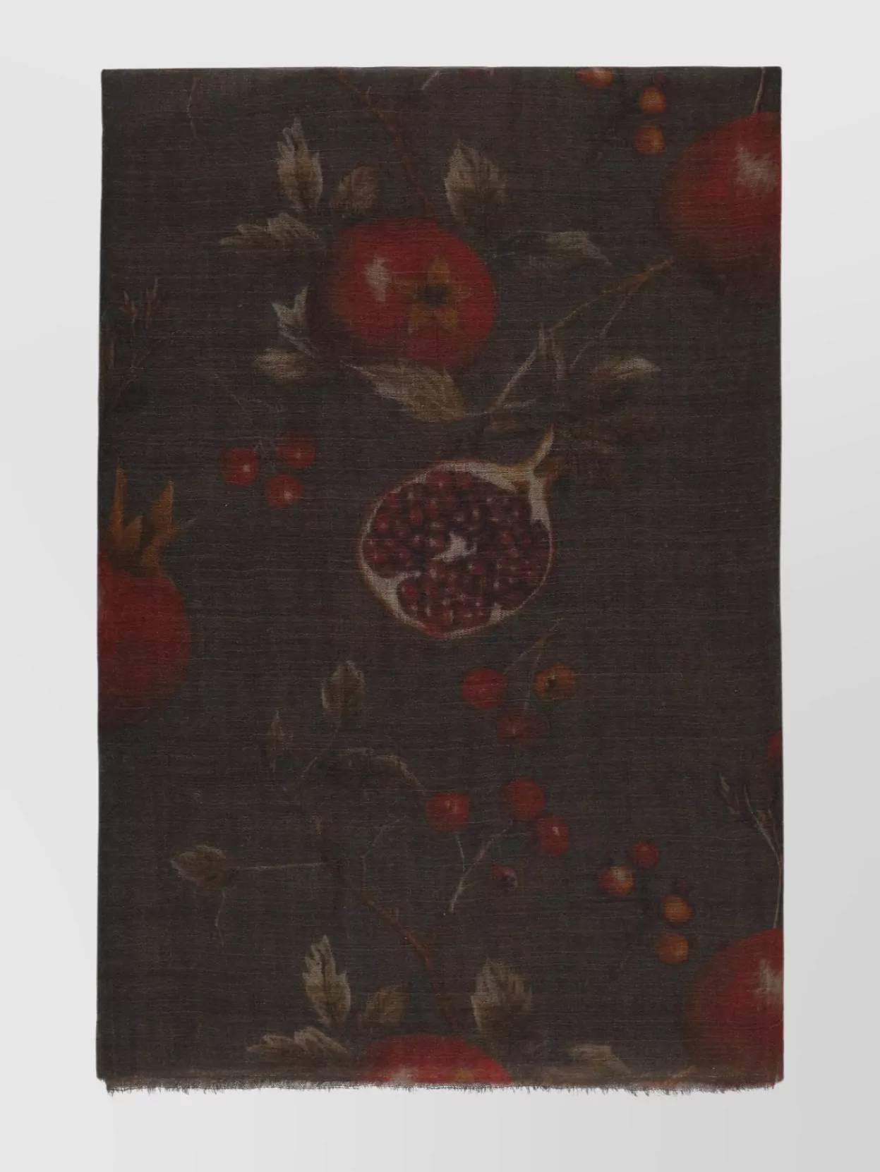 Uma Wang Floral Pattern Virgin Wool Scarf With Fringes