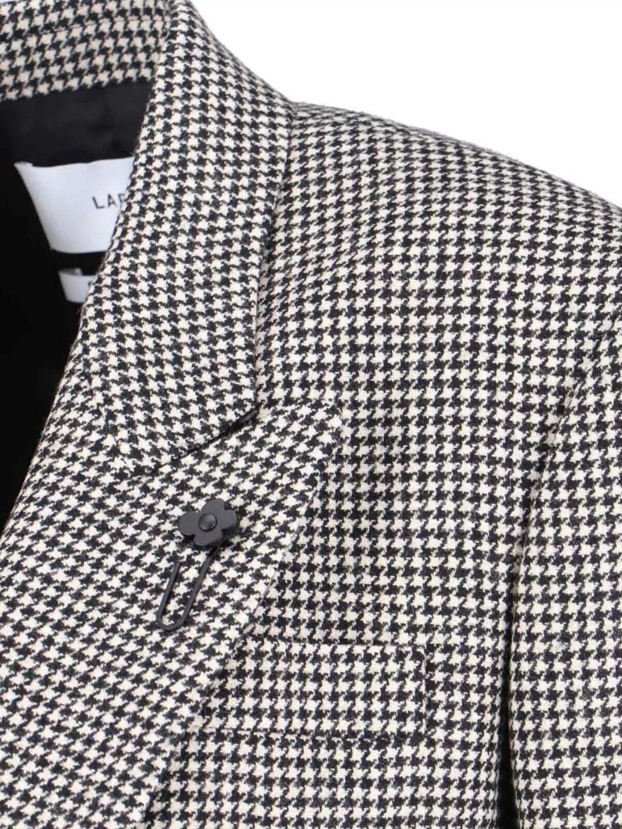 Lardini Blazer Houndstooth Notched Lapels Front Pockets