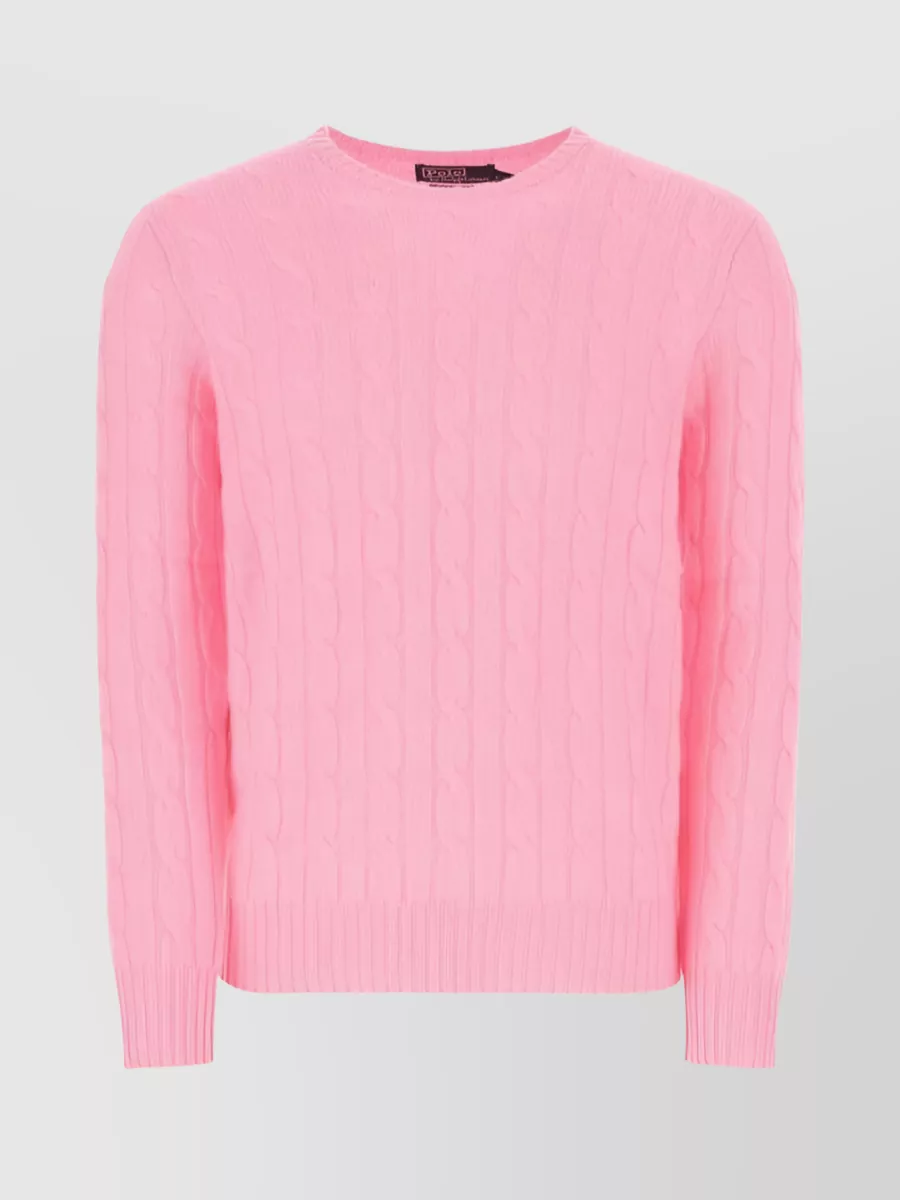 Shop Polo Ralph Lauren Versatile Cable-knit Crew-neck Sweater In Pink