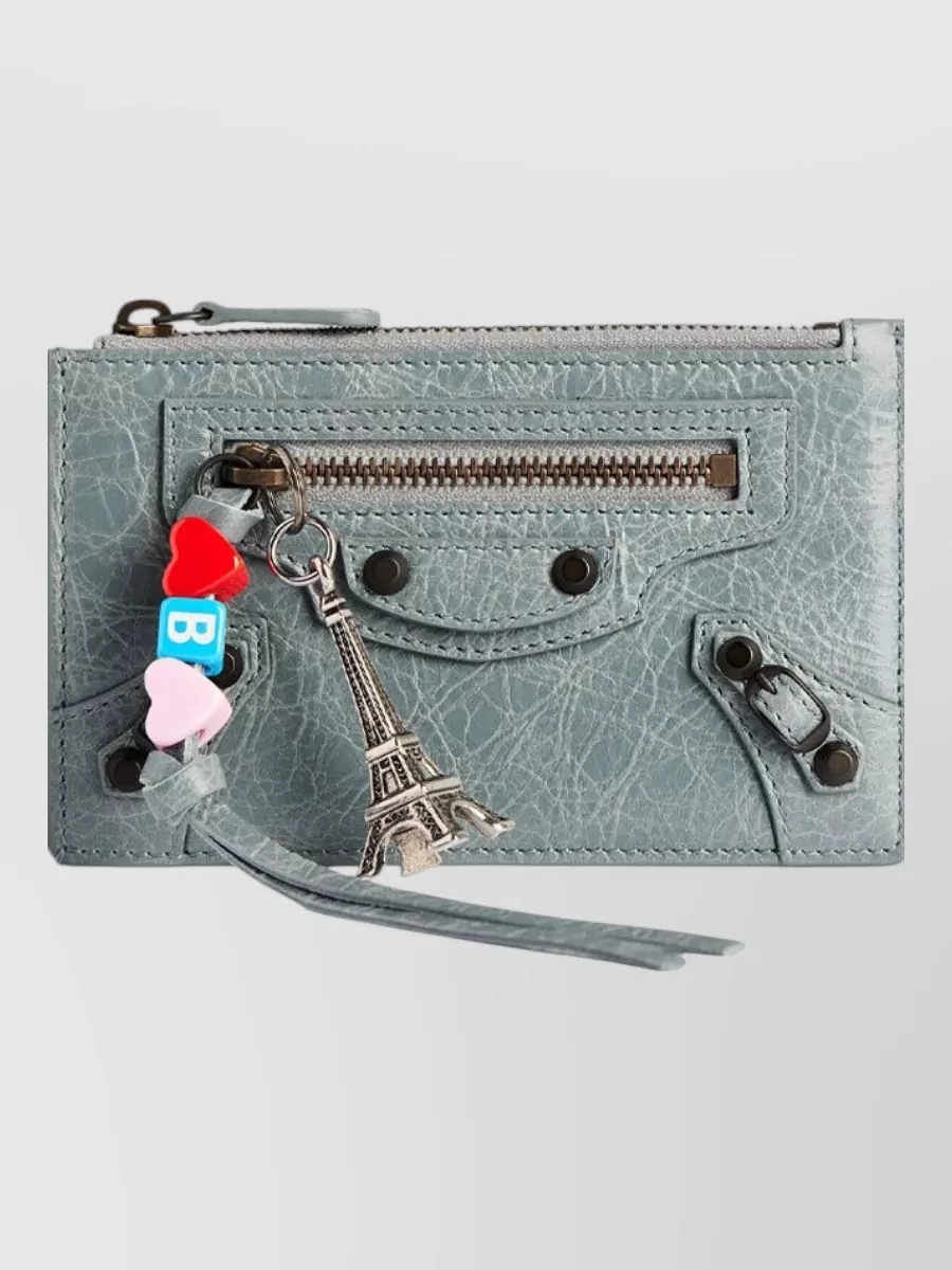 Balenciaga Leather Long Coin And Card Holder With Charms