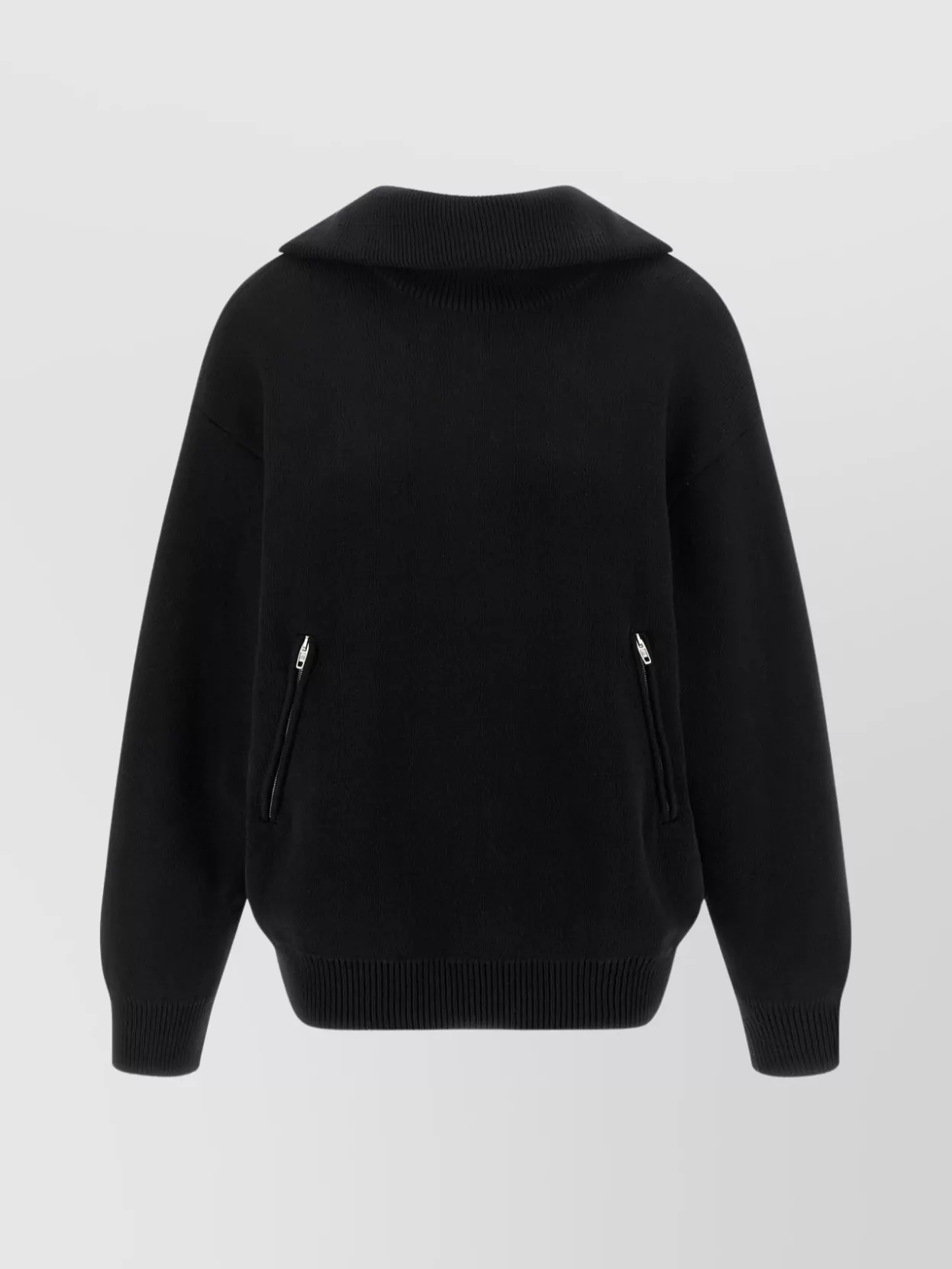 Balenciaga Reversible Sweater With High Collar And Pockets In Black