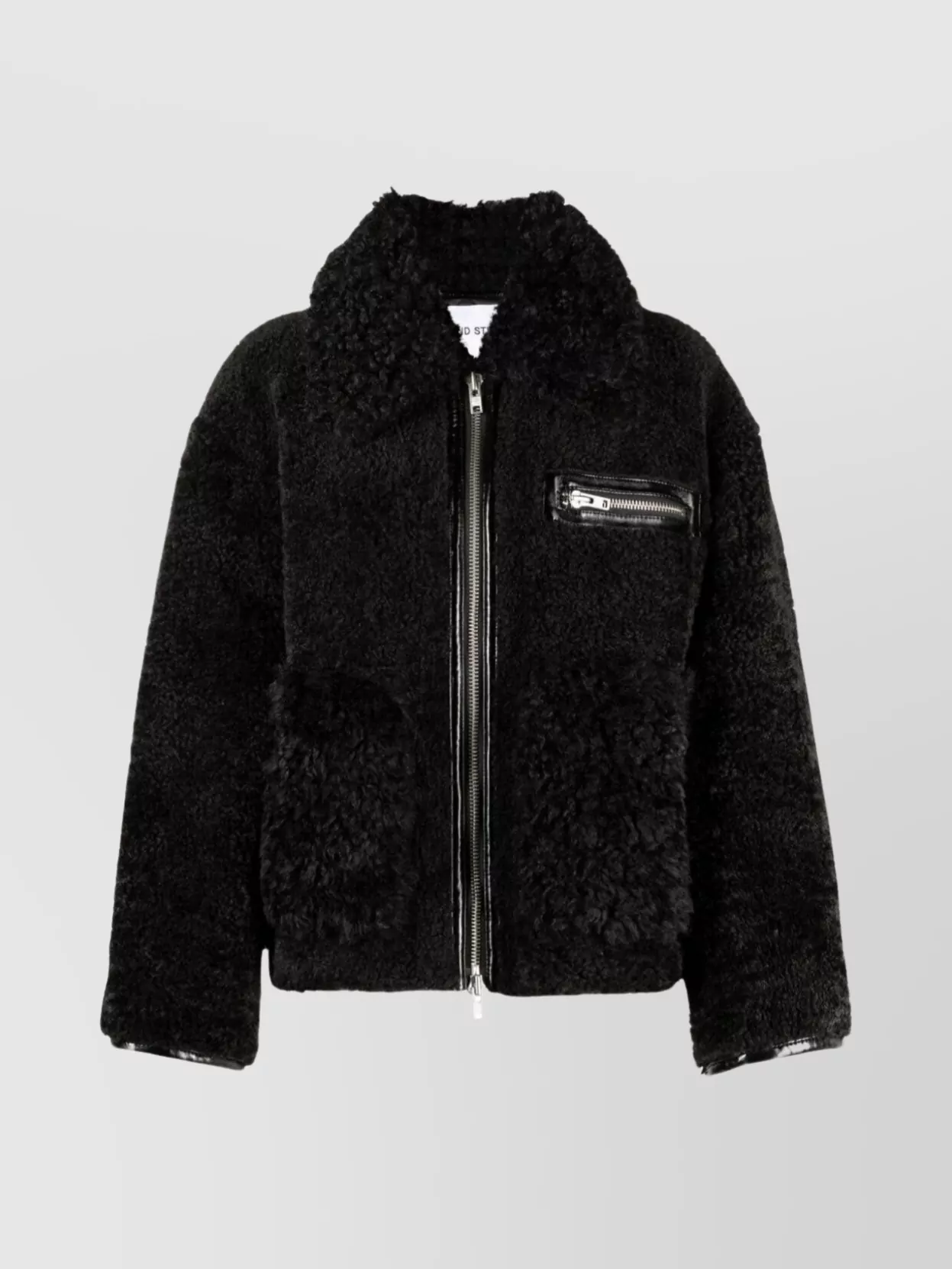 Shop Stand Studio Refined Fur Collar Jacket In Black