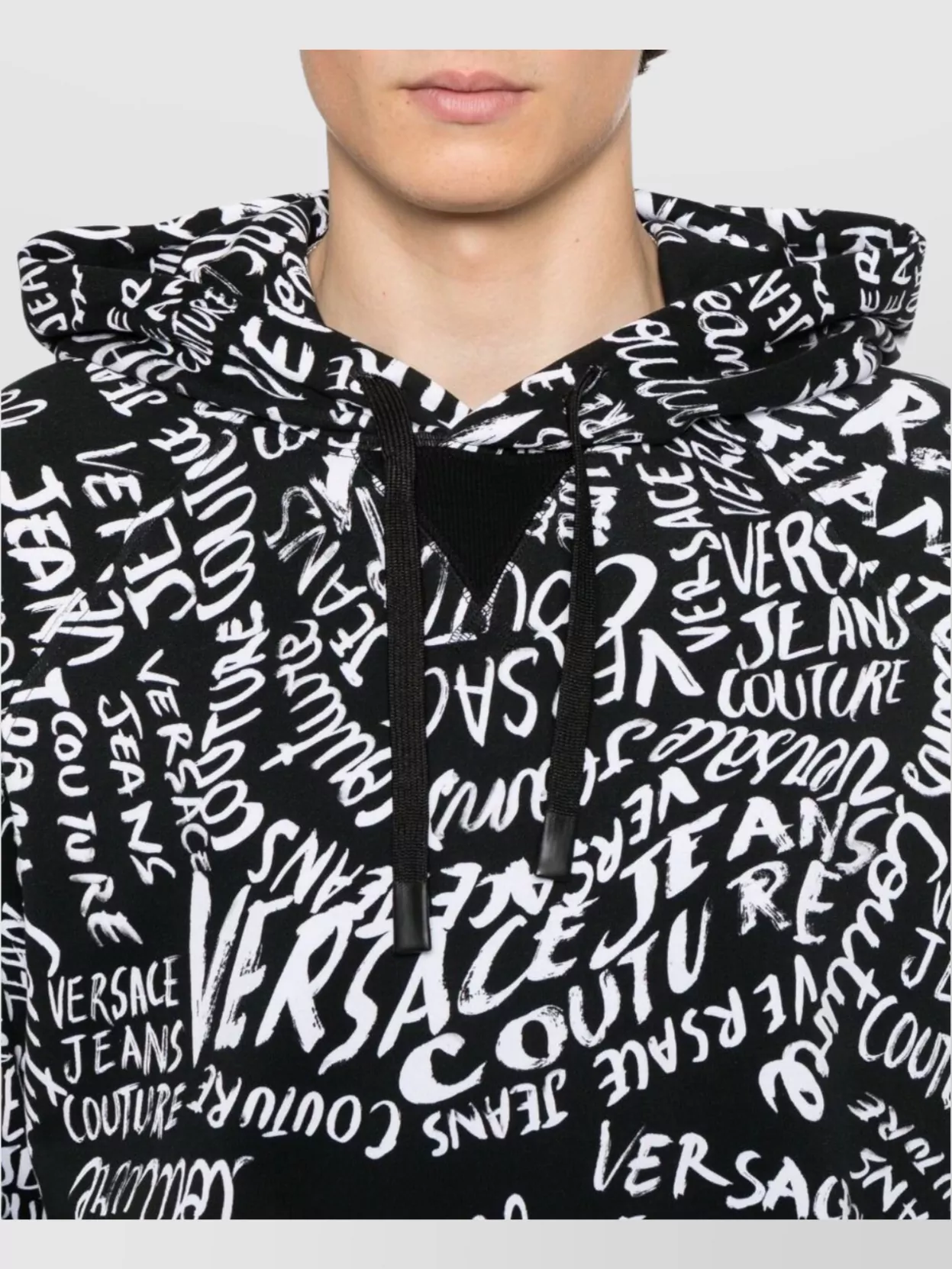 Versace Jeans Couture Cotton Hoodie Featuring All-Over Print