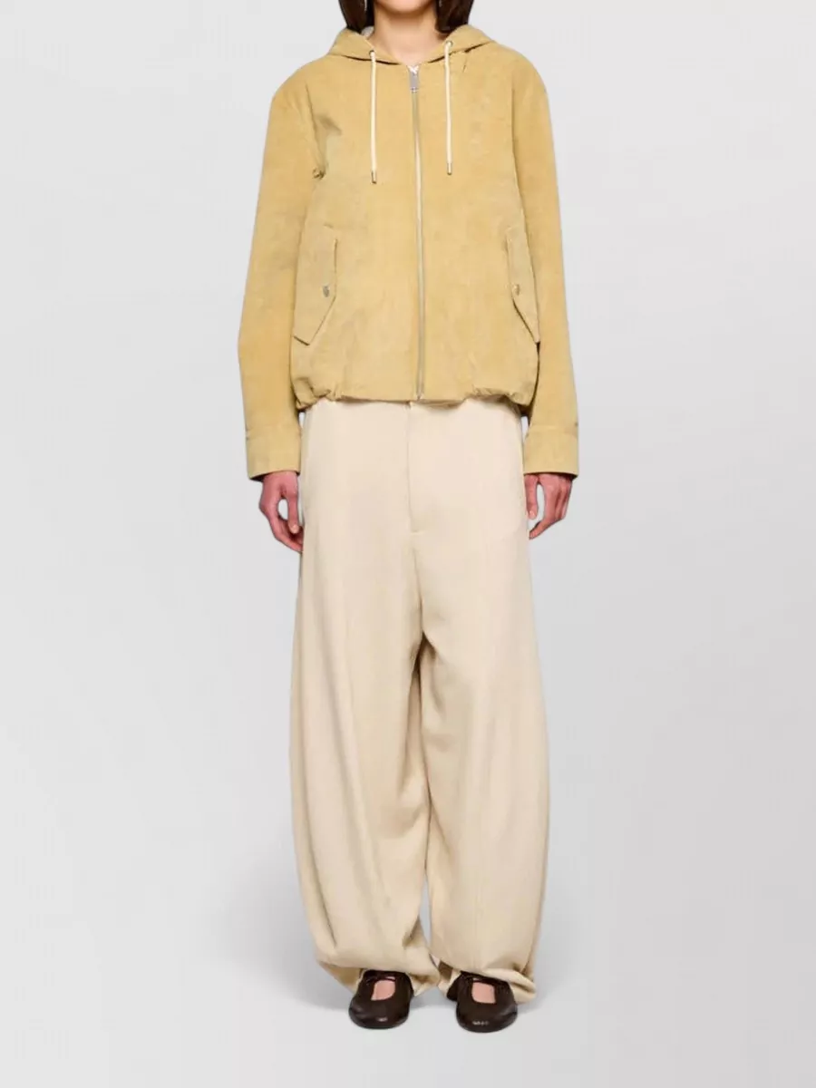 Oof Wear Laminated Velvet Parka Hood Long Sleeves