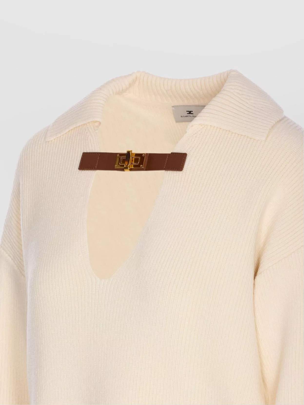 Elisabetta Franchi Knitwear With Buckle Detail And V-Neckline