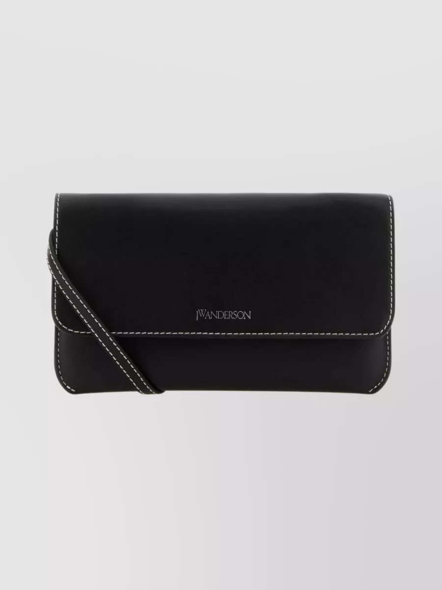 Shop Jw Anderson Leather Phone Case With Chain Strap In Black