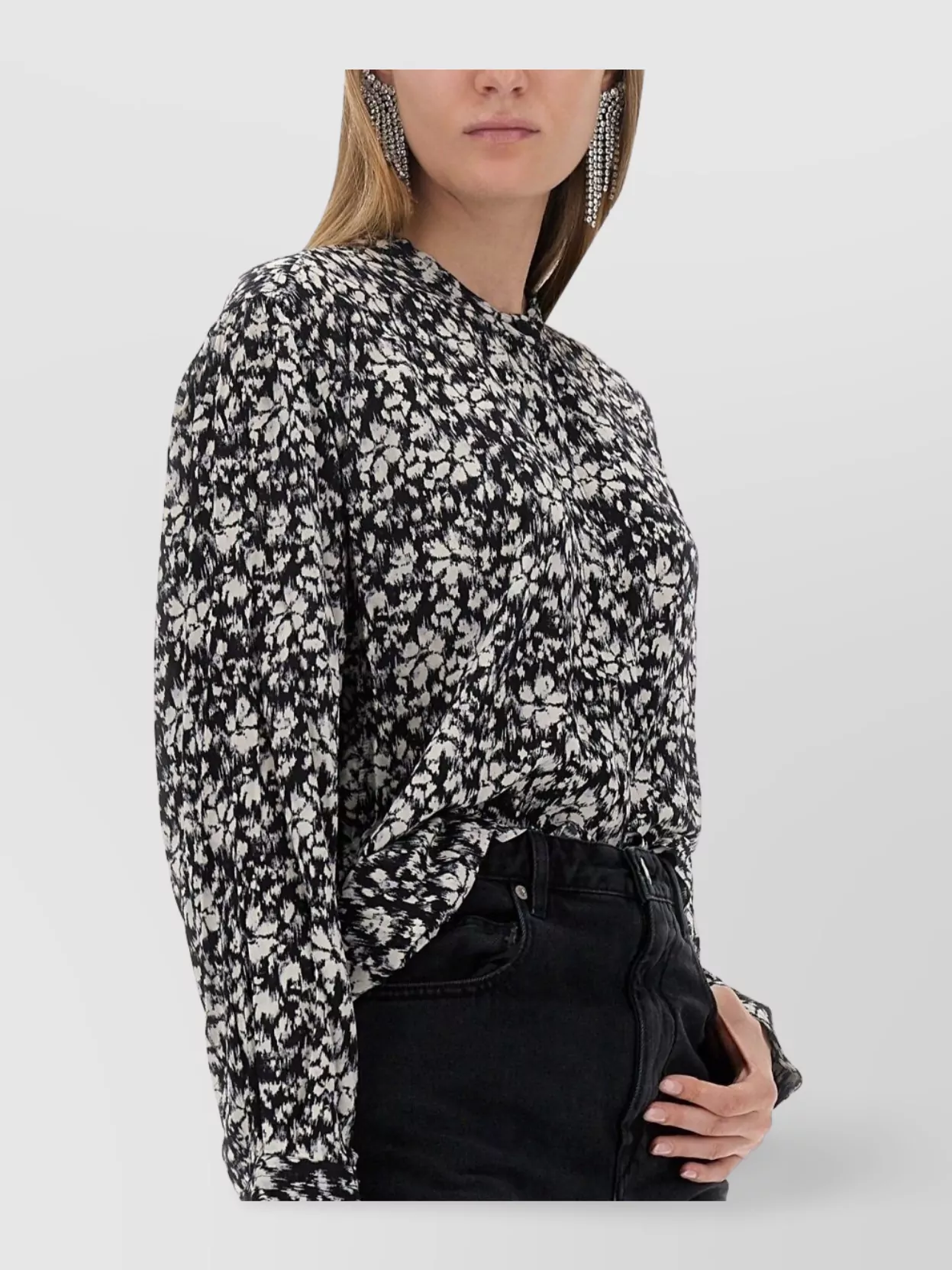 Isabel Marant Etoile Floral Collared Shirt Curved Hem