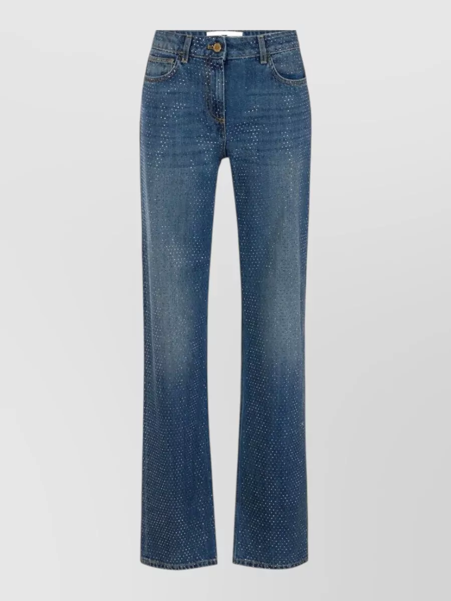 Elisabetta Franchi rhinestone-embellished low-rise wide-leg denim jeans