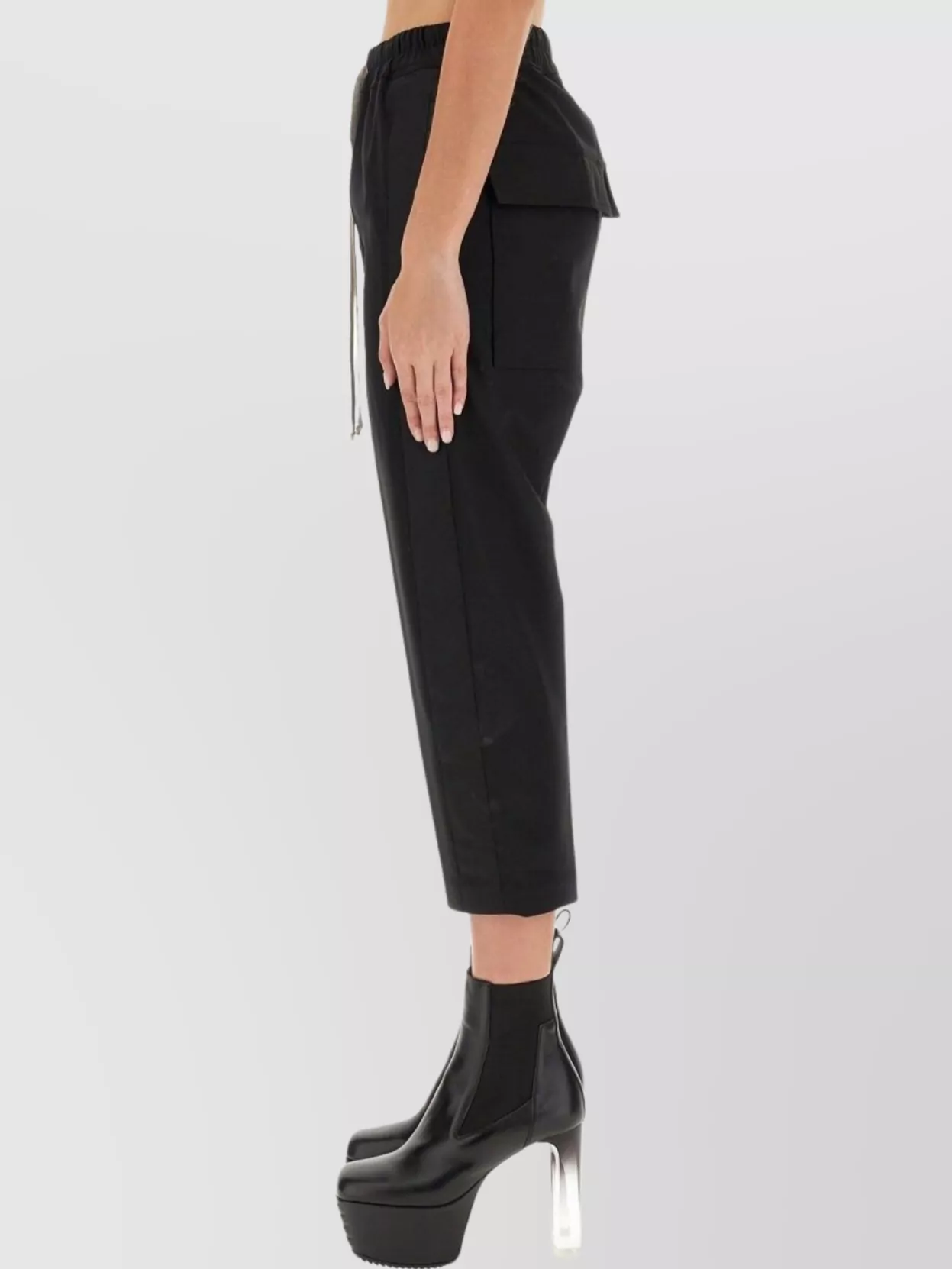 Shop Rick Owens Cropped Pants Drawstring Astaires