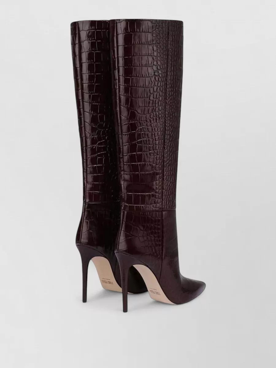 Paris Texas Crocodile-Embossed Leather Knee-High Stiletto Boots