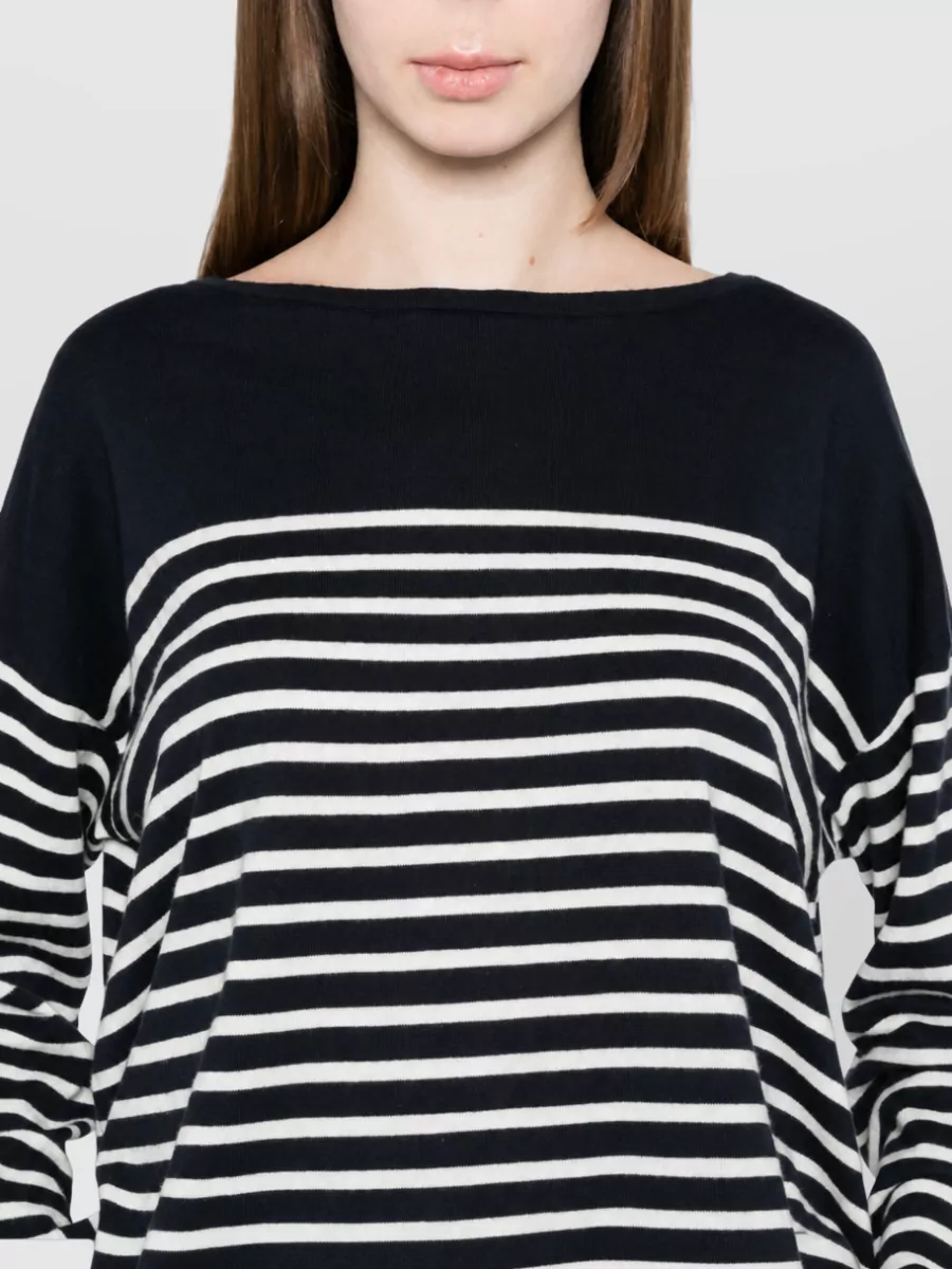 Ct Plage Striped Boat Neck Long Sleeve Cotton Cashmere Sweater