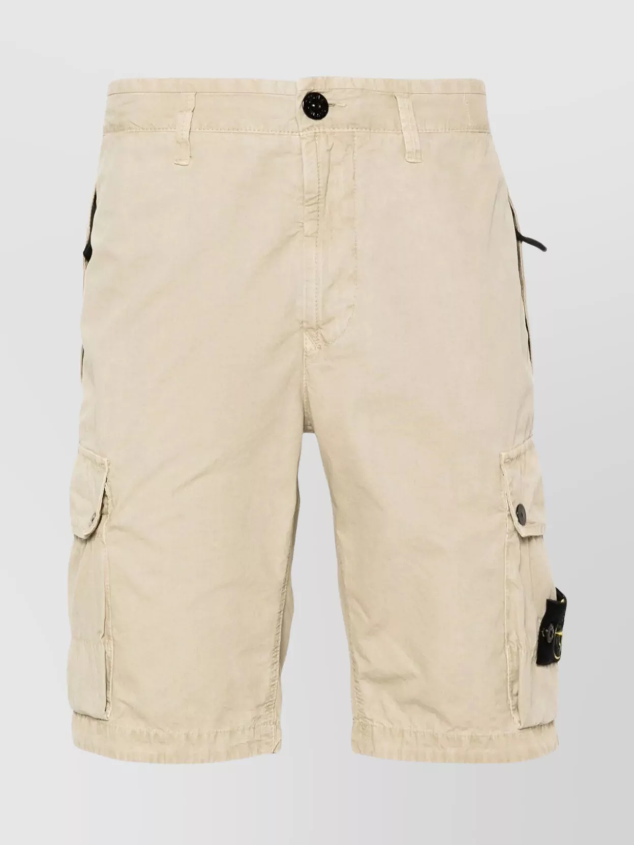 Shop Stone Island Functional Cargo Pocket Shorts In Cream