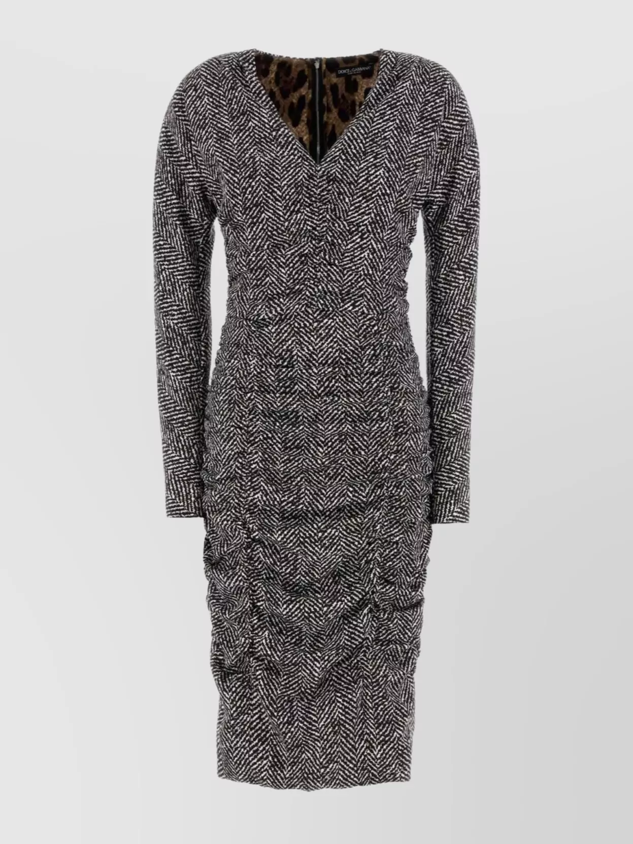 Dolce&Gabbana Long Sleeve Fitted Dress V-Neckline