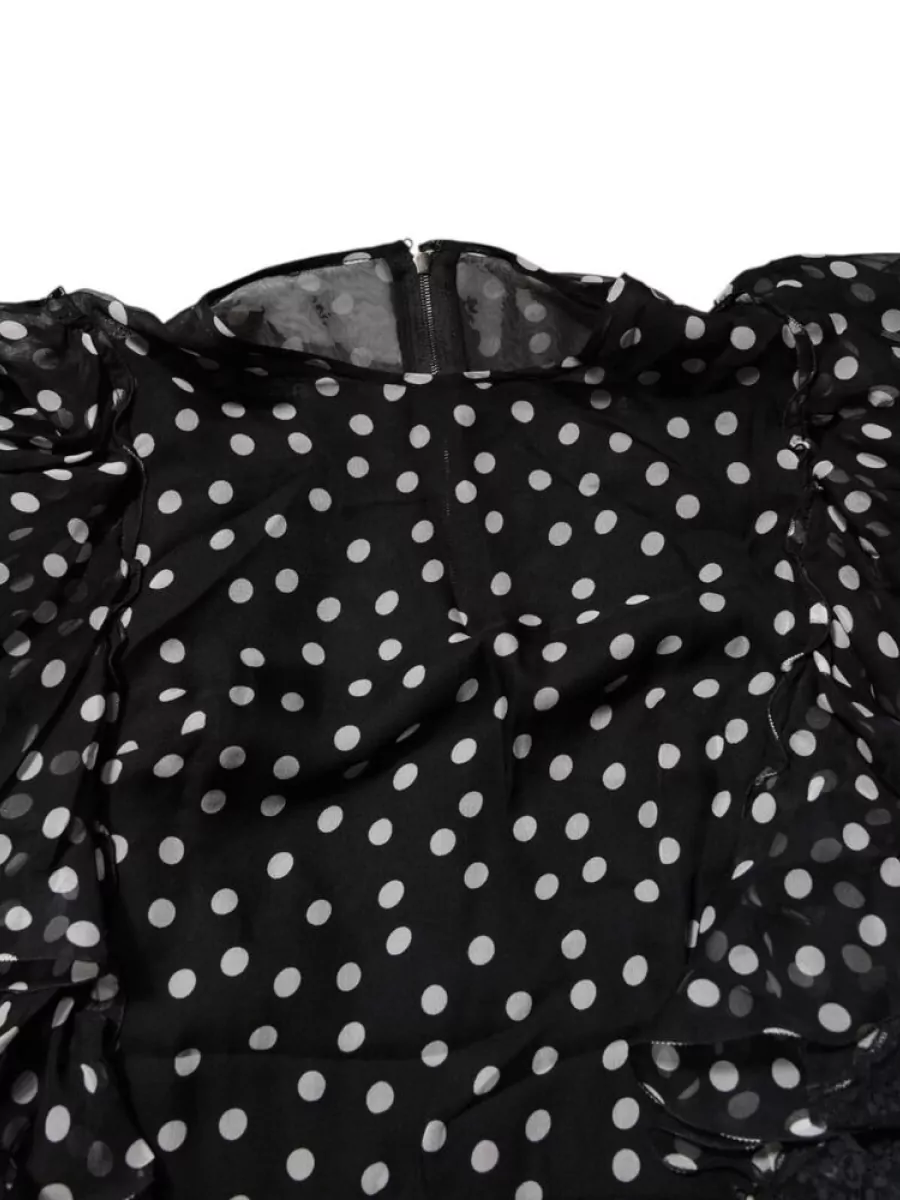 Dolce&Gabbana Silk Polka-Dot Lace Midi Dress