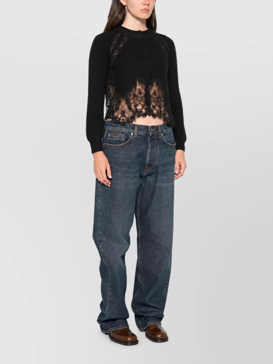 Ermanno Scervino Cashmere Cropped Lace Cardigan