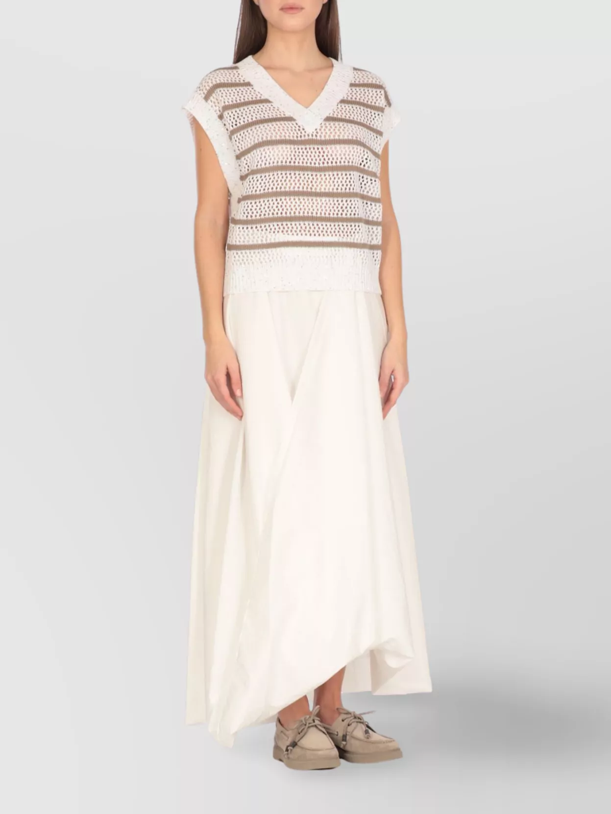 Brunello Cucinelli Sequin Embellished Linen Crewneck Knitwear