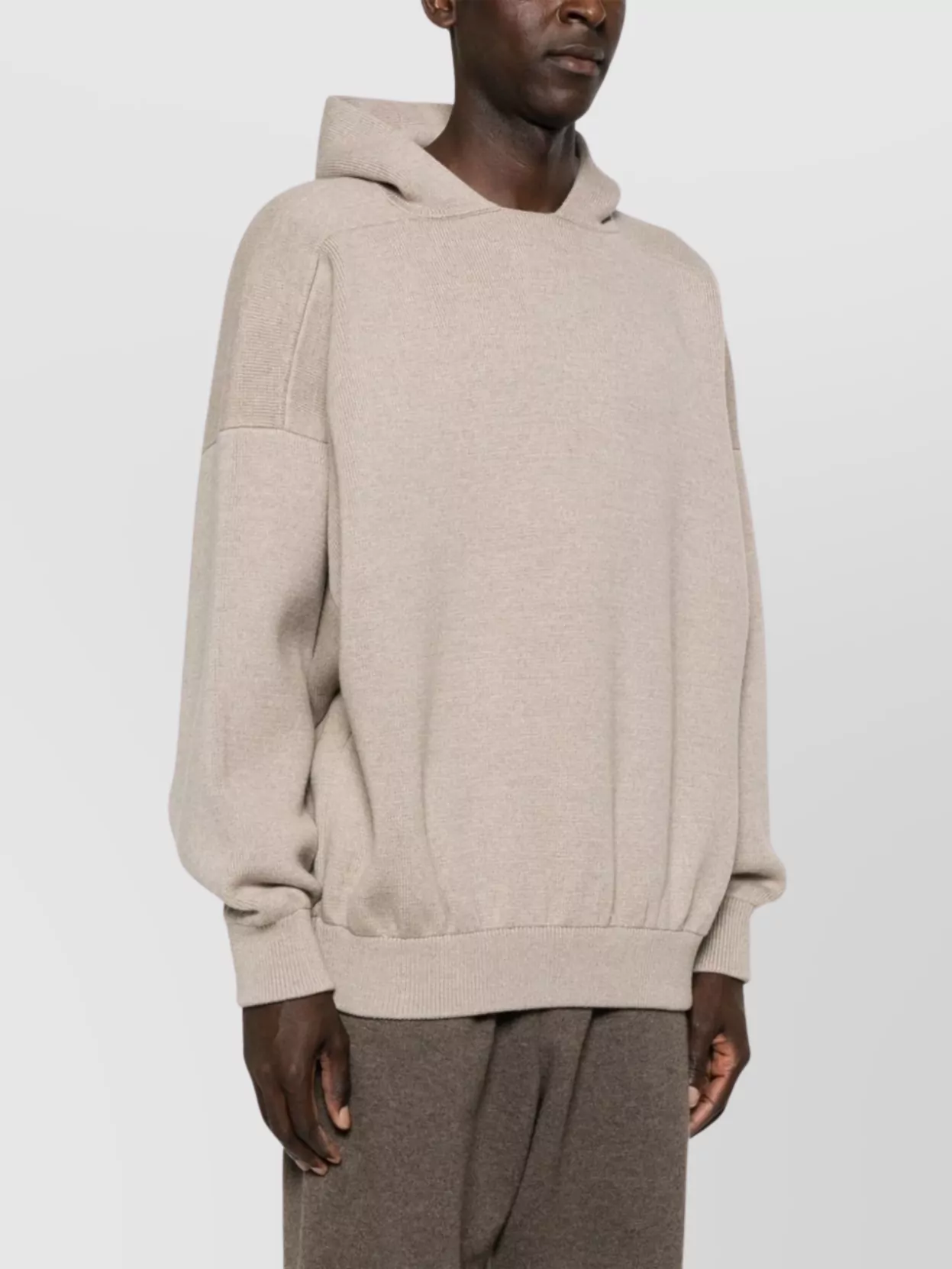 Fear Of God Virgin Wool Hooded Knit Sweater In Neutrals