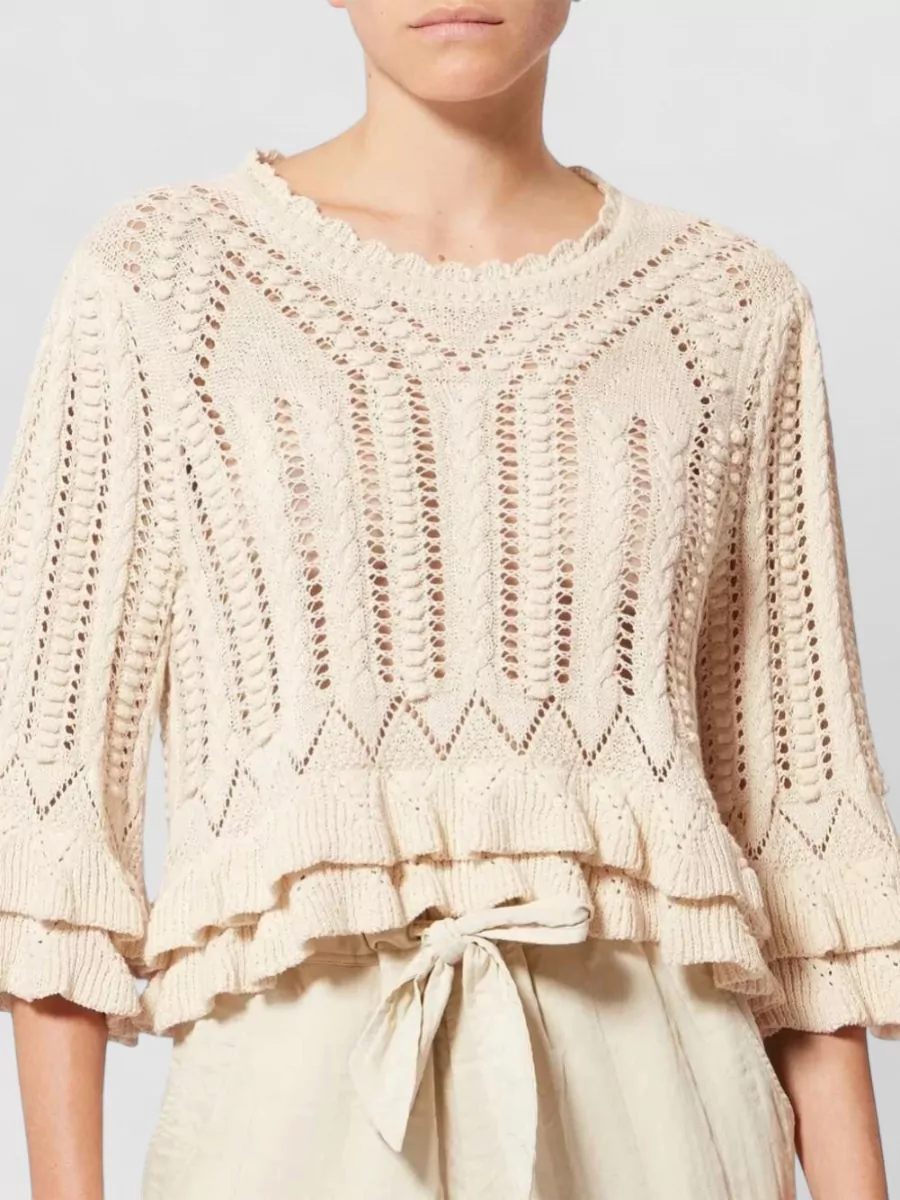 Isabel Marant Etoile Cotton Ruffled Crewneck Sweater