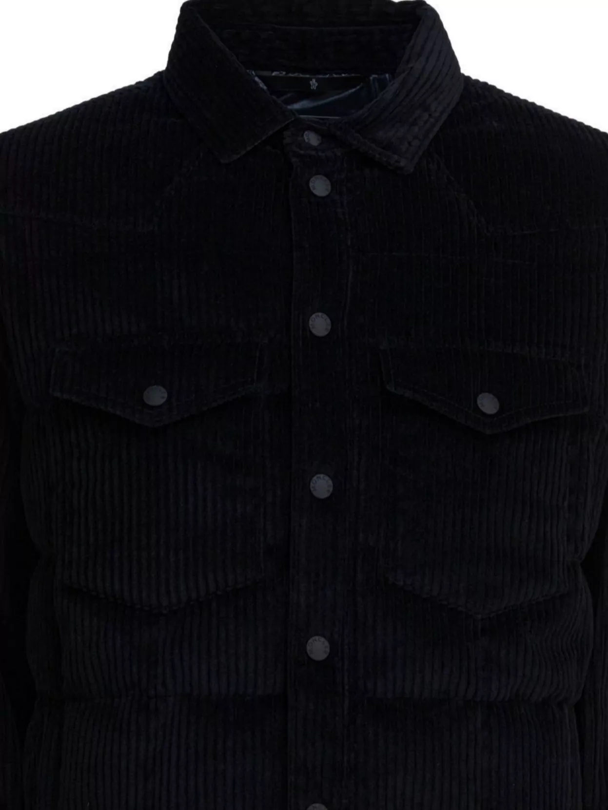 Moncler Corduroy Shirt Jacket Featuring Chest Pockets In Black