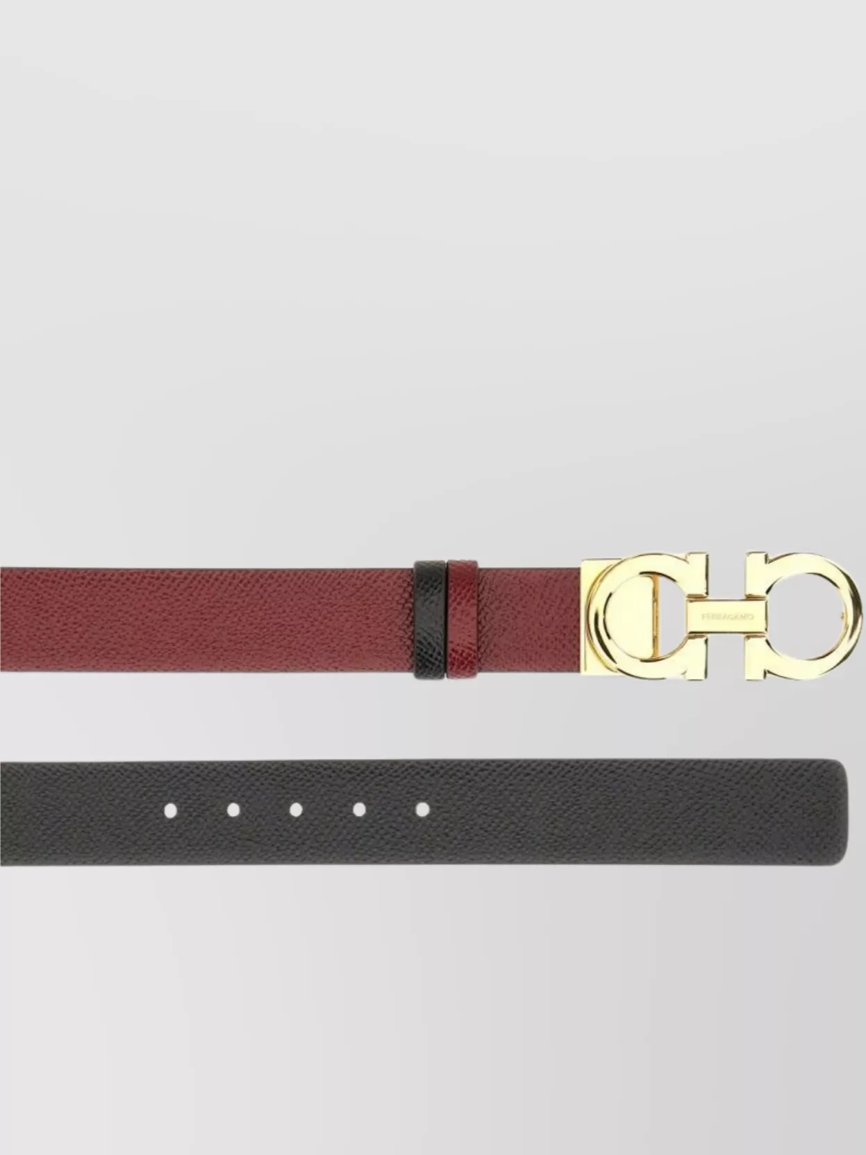 Ferragamo Reversible Belt With Gold-tone Buckle Hooks In Burgundy