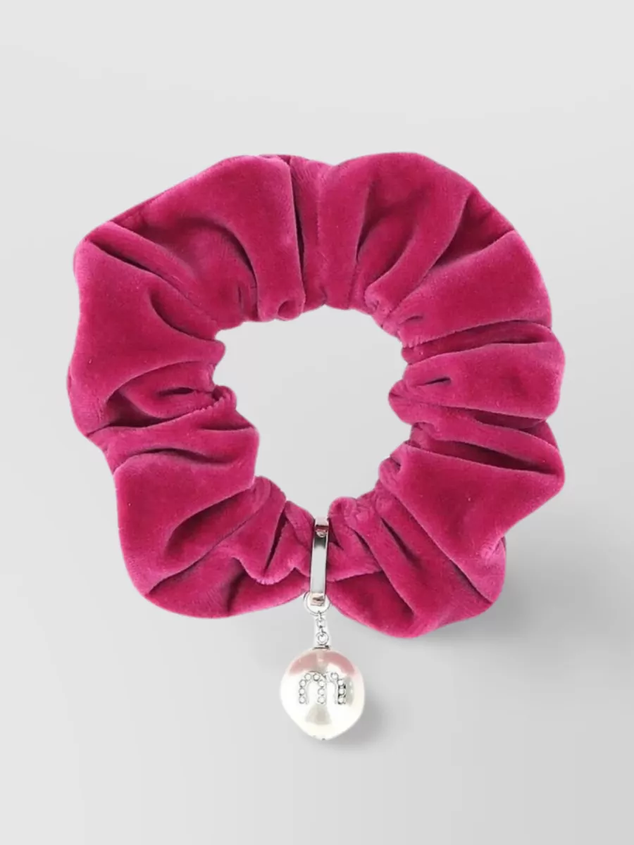 Shop Miu Miu Soft Hair Tie And Attached Trinket In Pink