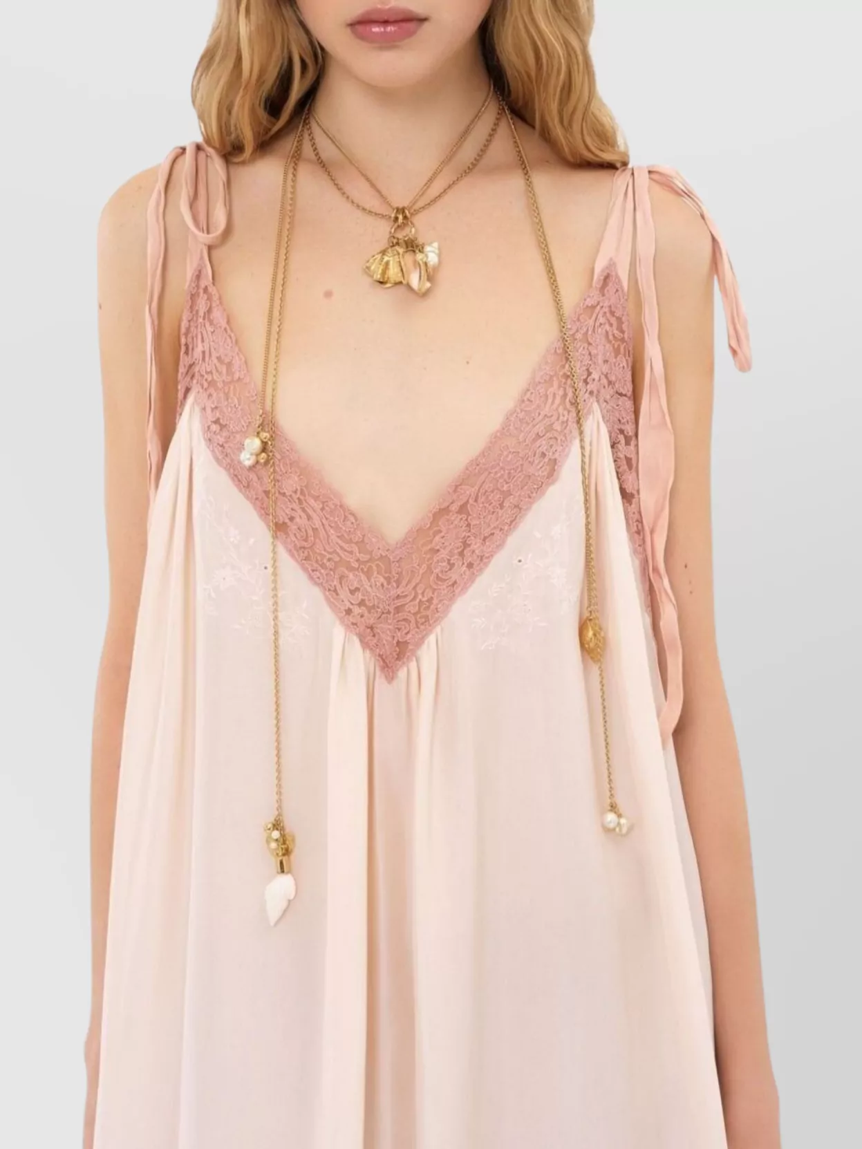 Chloé Silk Lace Floor-length Sleeveless Dress In Pink