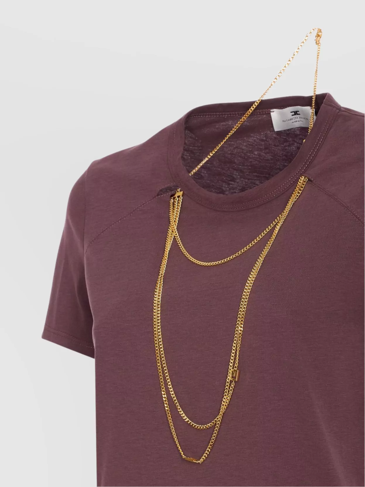 Elisabetta Franchi Crewneck Top Featuring Chain Detail And Charms