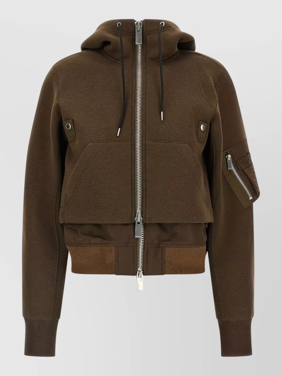 Sacai Ribbed hooded bomber jacket