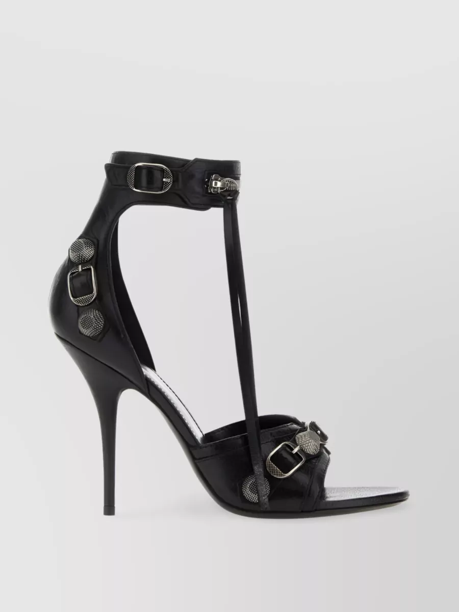 Shop Balenciaga Cagole 110mm Leather Sandals In Black