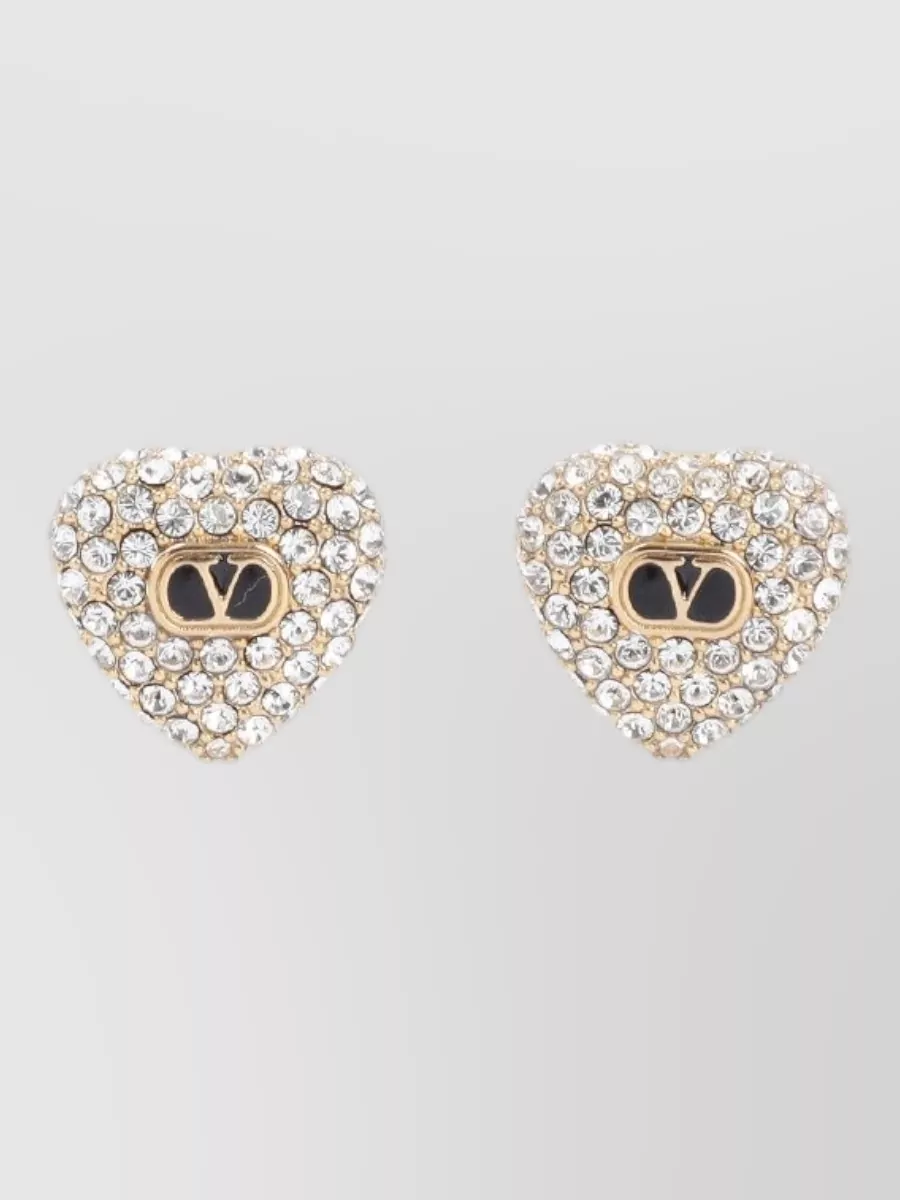 Valentino Garavani Heart Bronze Earrings Small Crystal Detail