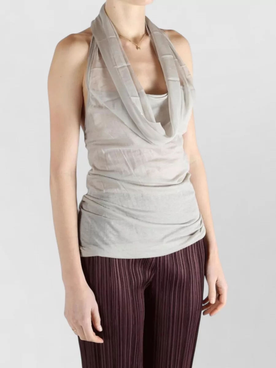 Rick Owens Sleeveless Top Draped Neckline Fitted Silhouette