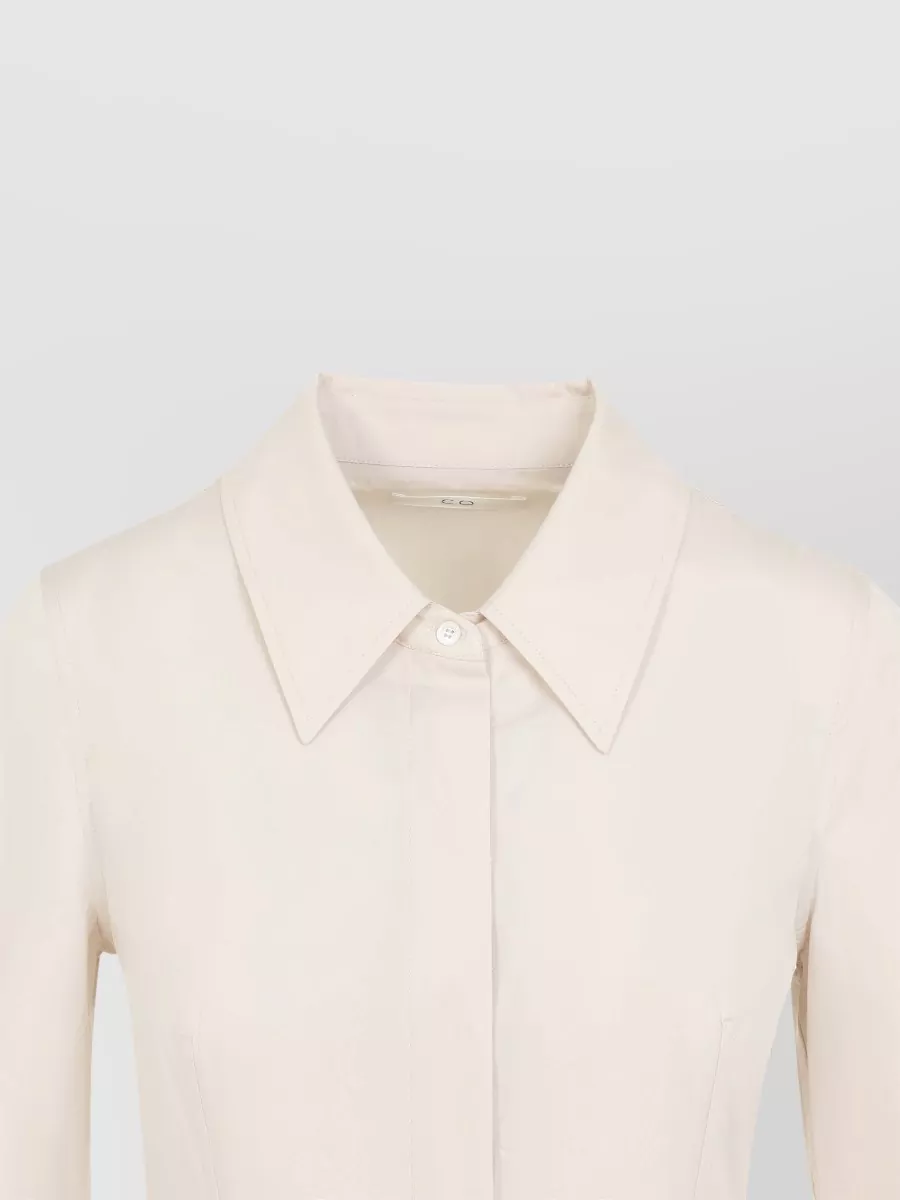 Co Cotton Belted Short-Sleeve Midi Dress