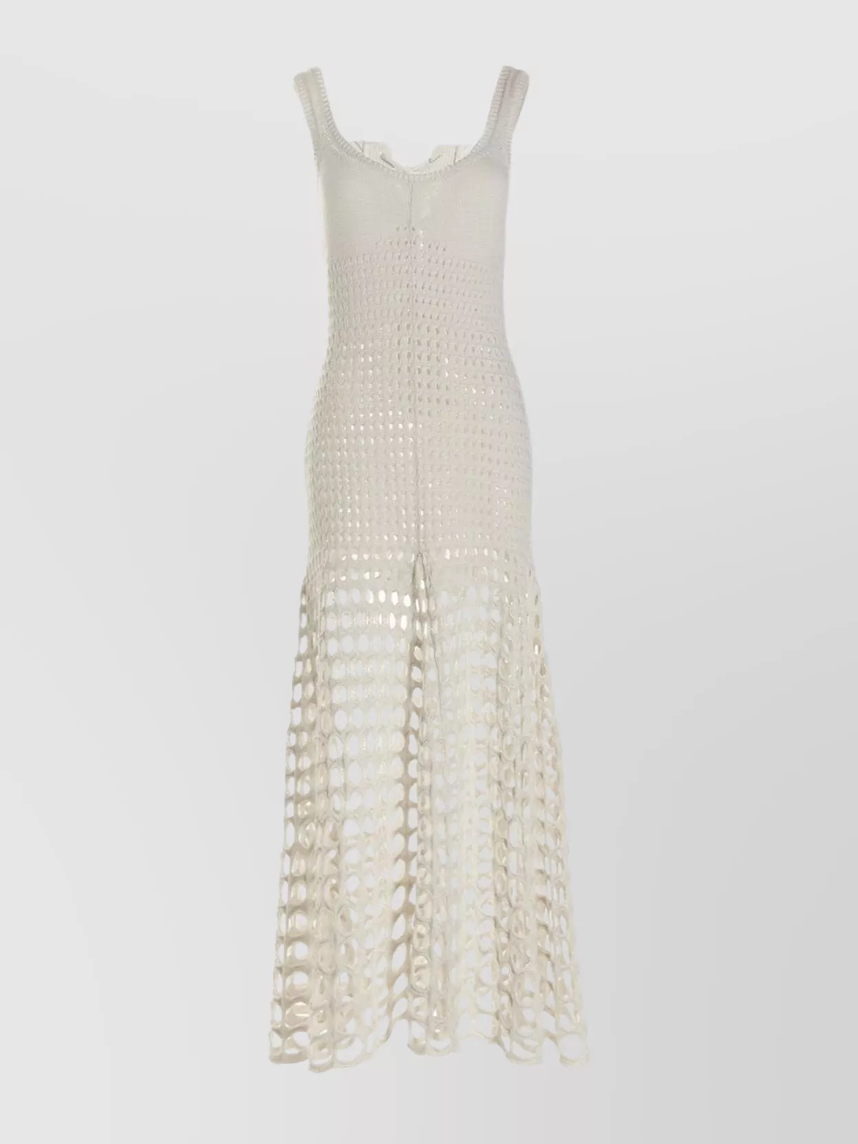 Chloé Knit Crochet Dress Openwork Design In Brown