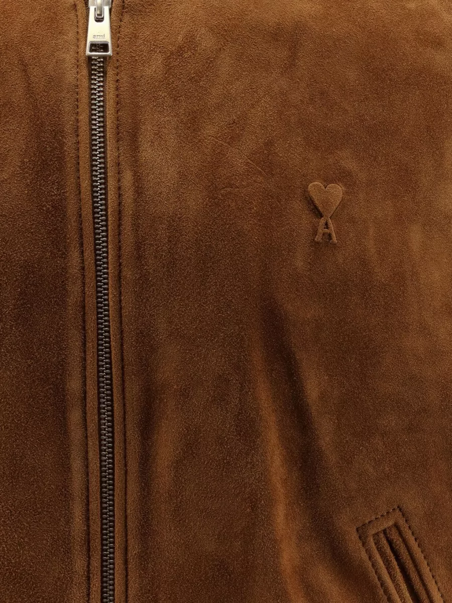 Ami Paris Suede Leather Zipped Jacket